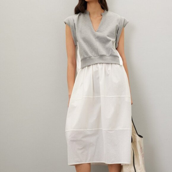 3.1 Phillip Lim Combo Tiered Sweatshirt Midi Dress - Picture 8 of 10